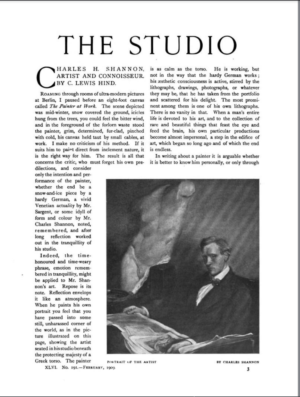 Charles Shannon, 1909